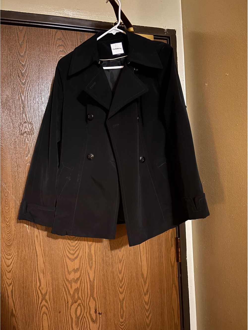 Black Short Trench Coat/ Pea Coat- Size Large